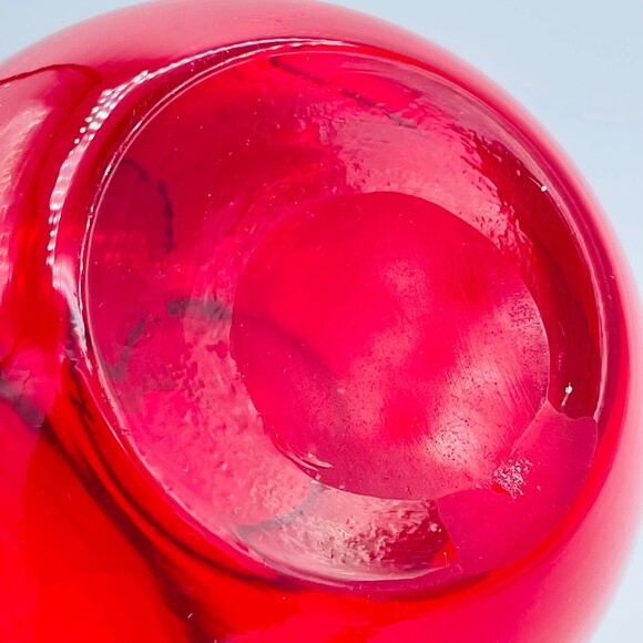 MCM Rudy Red Hand Blown Art Glass Gourd Hourglass Shaped Vase - Picture 7 of 12